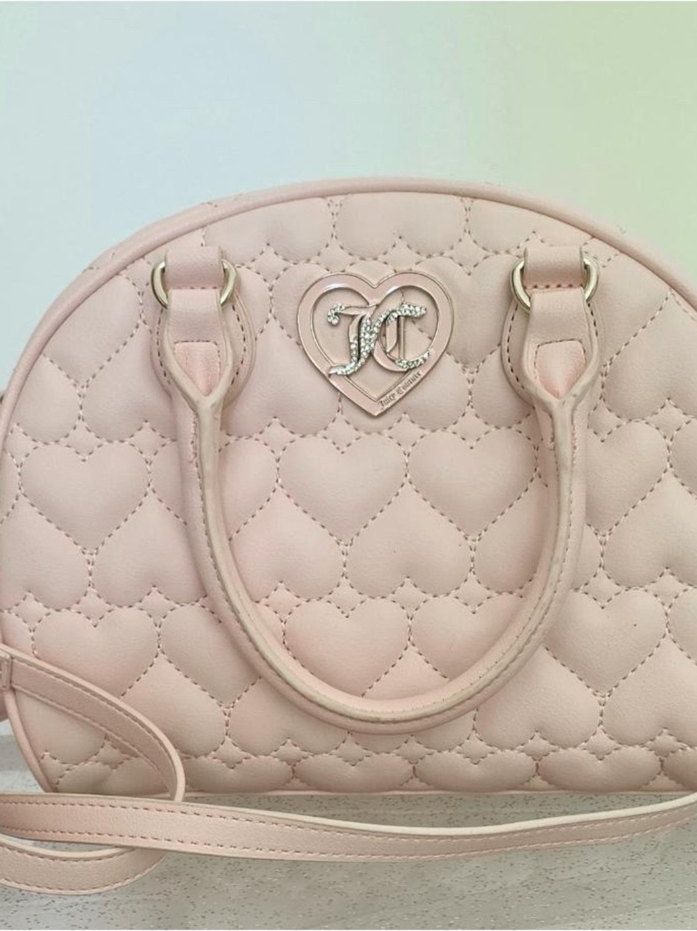 Juicy Couture Pink Quilted Heart Dome Satchel